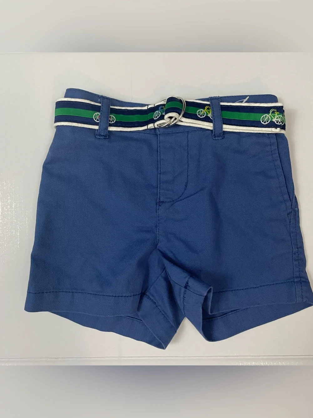 Ralph Lauren Navy Cotton High-Waist Shorts with Bicycle Belt Baby Kids Size 6m